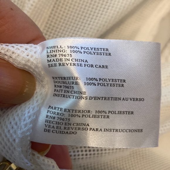 Michael Kors packable Rain Jacket - White with Gold detailing Sz L - Picture 8 of 8